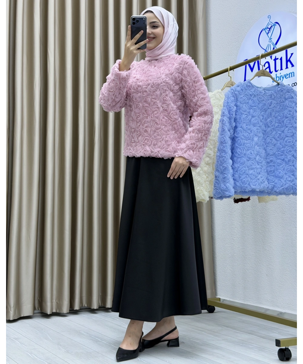 Asetat Saten Etek & Gül Kumaş Üst Takım