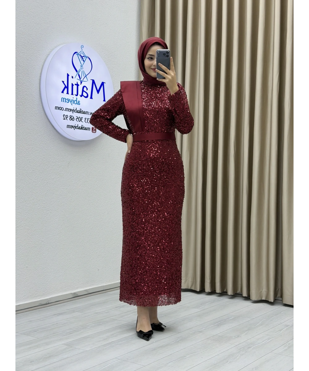 Boru Payet Omuz Detaylı Tesettür Abiye