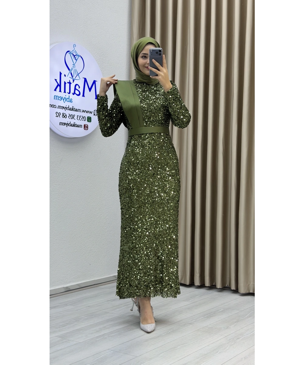 Boru Payet Omuz Detaylı Tesettür Abiye