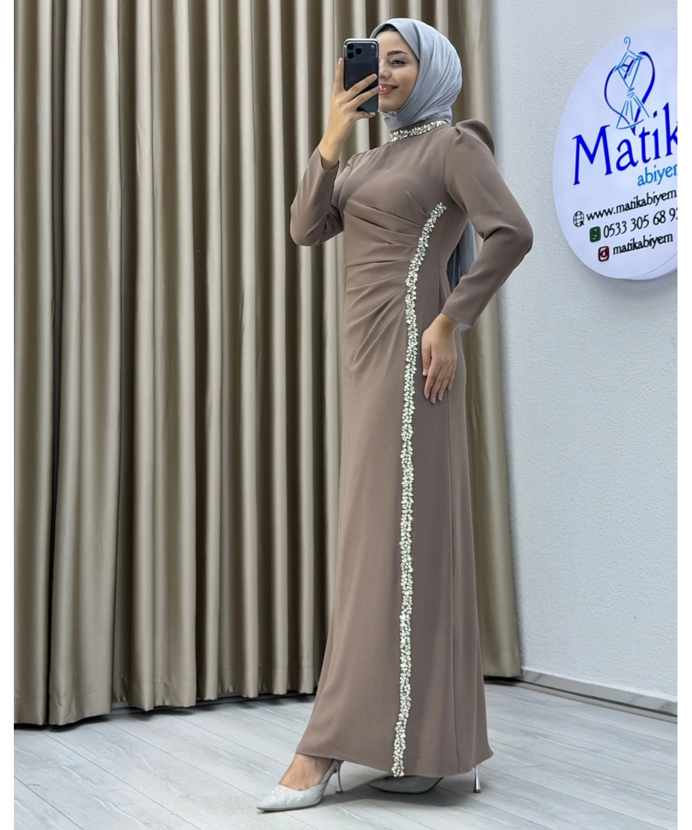 Çift Taraflı Krep Tesettür Abiye