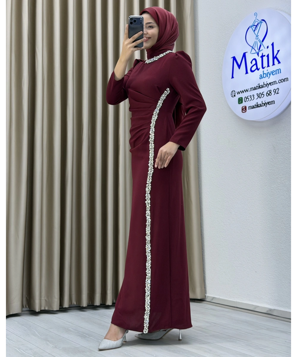 Çift Taraflı Krep Tesettür Abiye