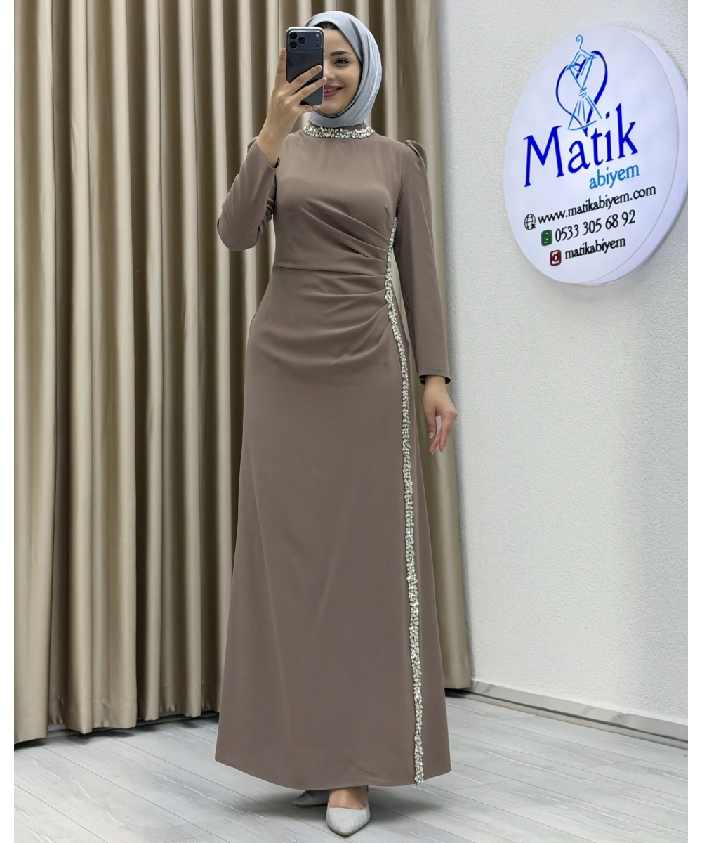 Çift Taraflı Krep Tesettür Abiye