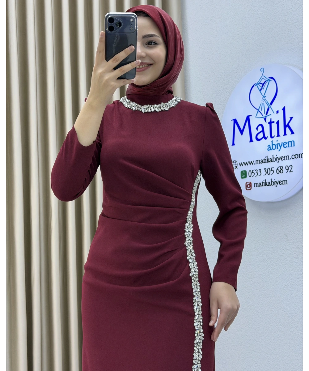 Çift Taraflı Krep Tesettür Abiye