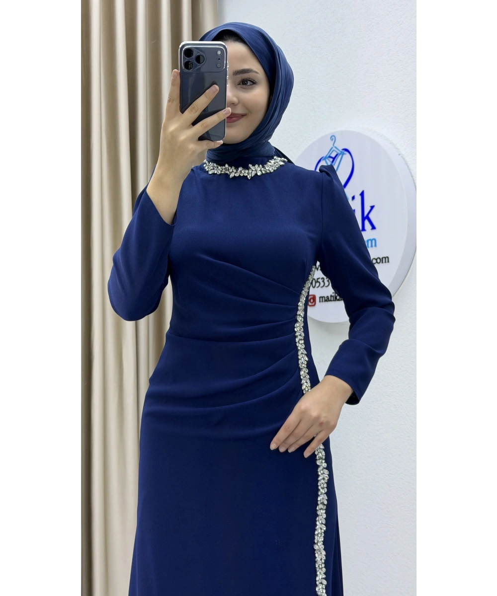 Çift Taraflı Krep Tesettür Abiye