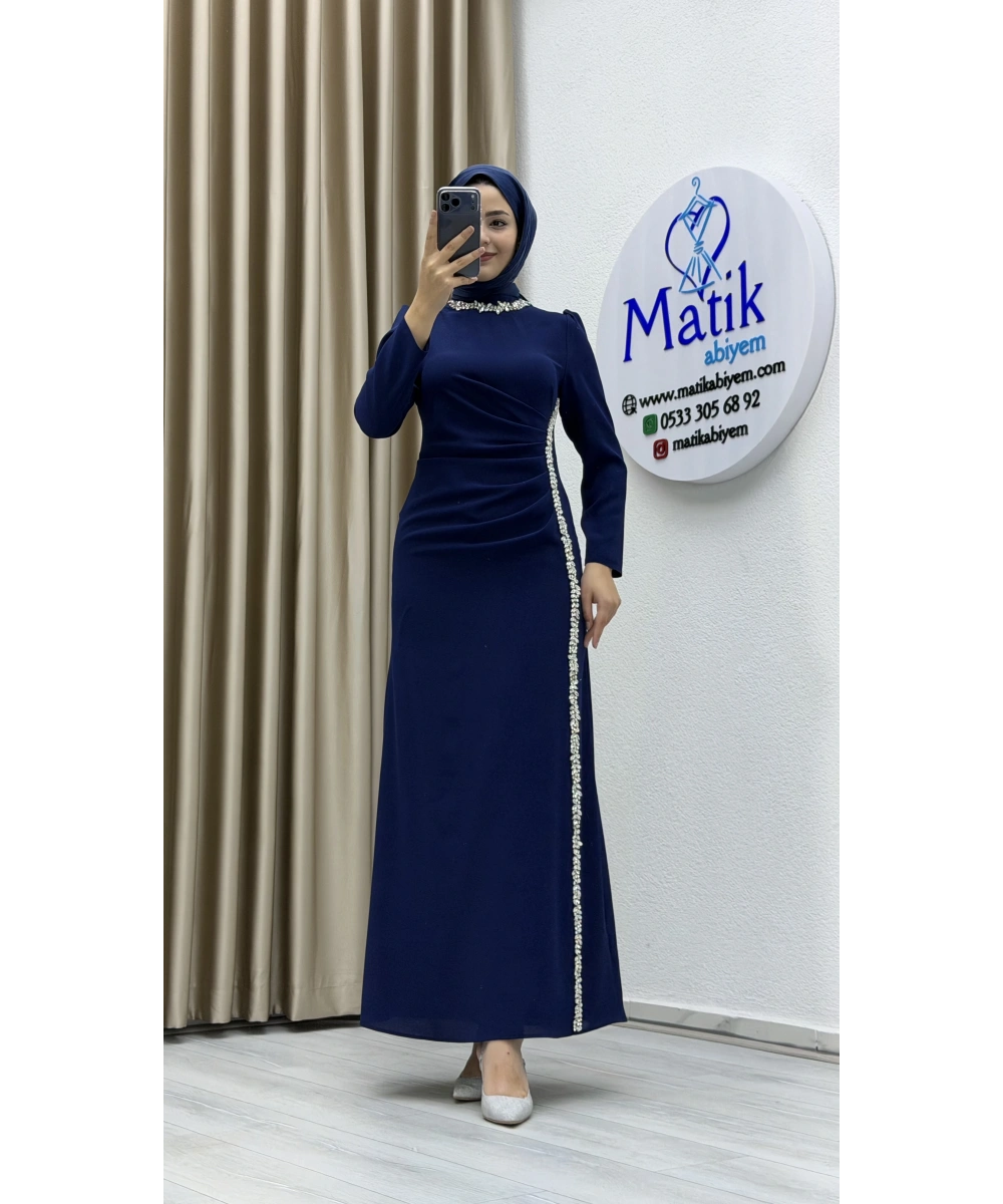 Çift Taraflı Krep Tesettür Abiye