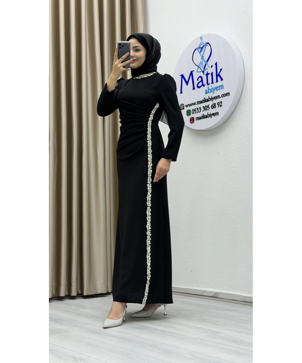 Çift Taraflı Krep Tesettür Abiye