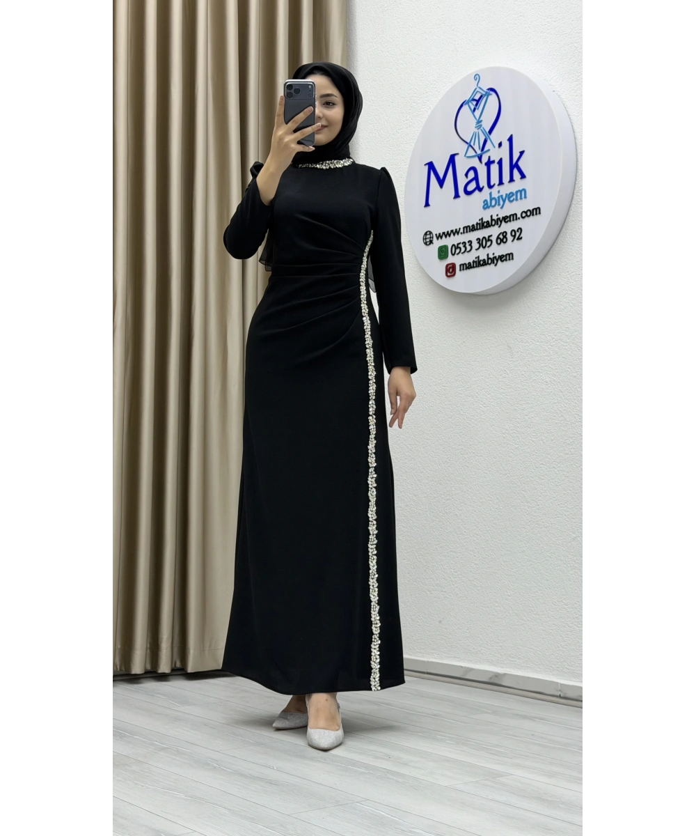 Çift Taraflı Krep Tesettür Abiye