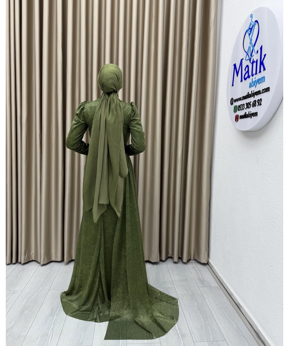 Drapeli Kuşak Detaylı Uzun Abiye Elbise