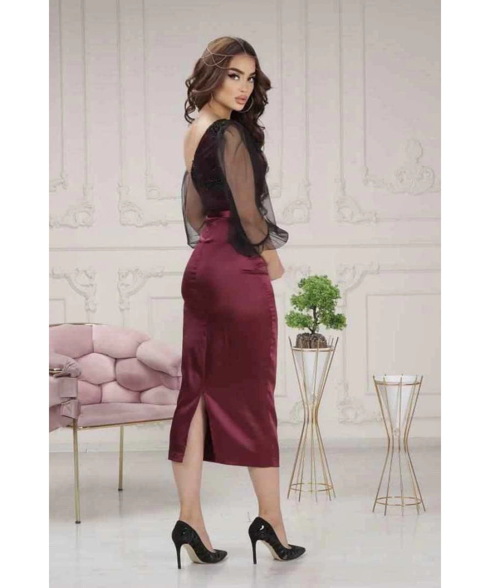 Flok Sim Baskılı Saten Tasarım Elbisemiz