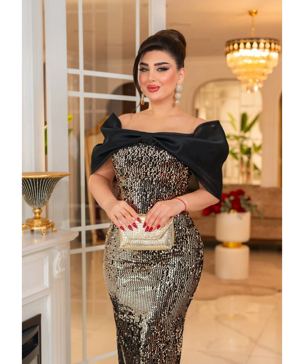 Gazel Organze Garnili Kadife Payet Abiye