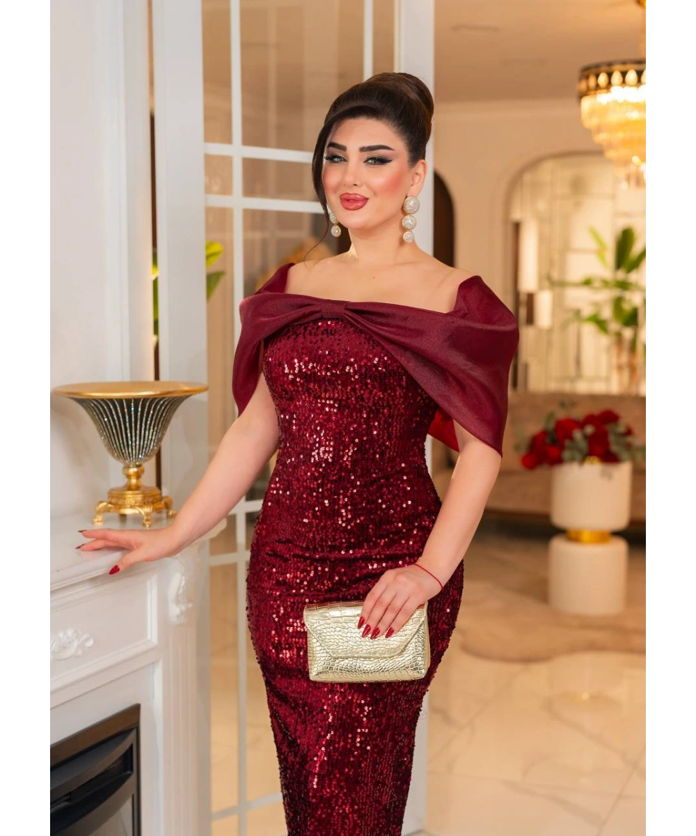 Gazel Organze Garnili Kadife Payet Abiye