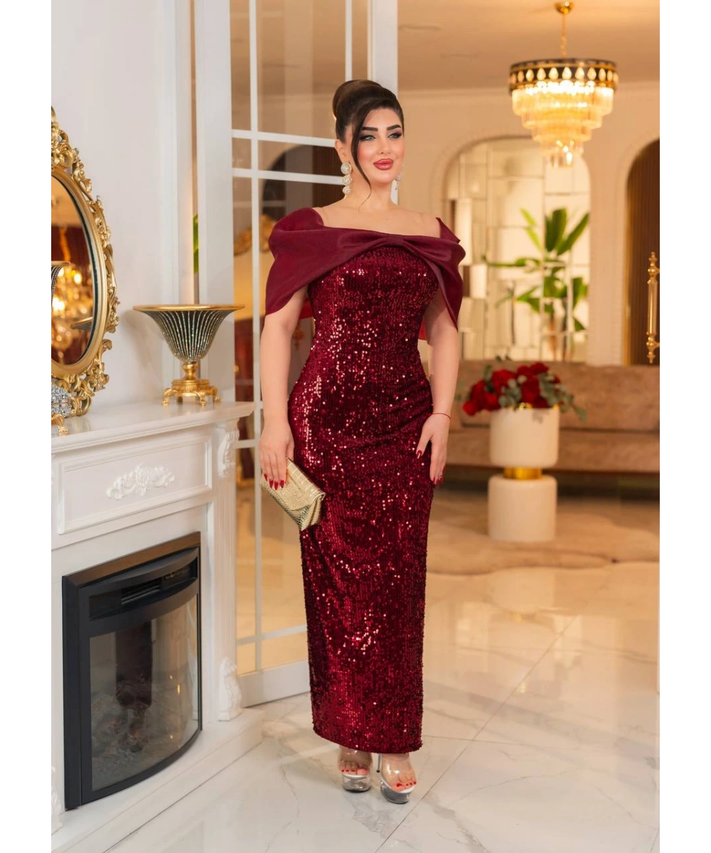 Gazel Organze Garnili Kadife Payet Abiye