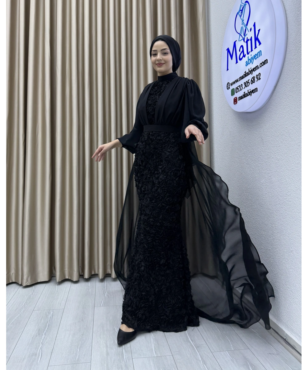 Gül Kumaş Şifon Detay Abiye