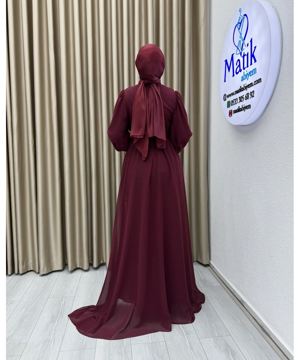 Gül Kumaş Şifon Detay Abiye