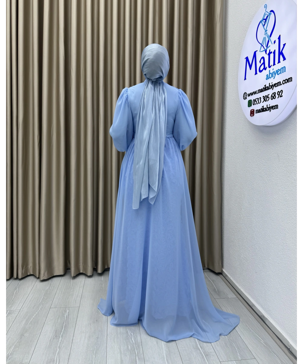 Gül Kumaş Şifon Detay Abiye