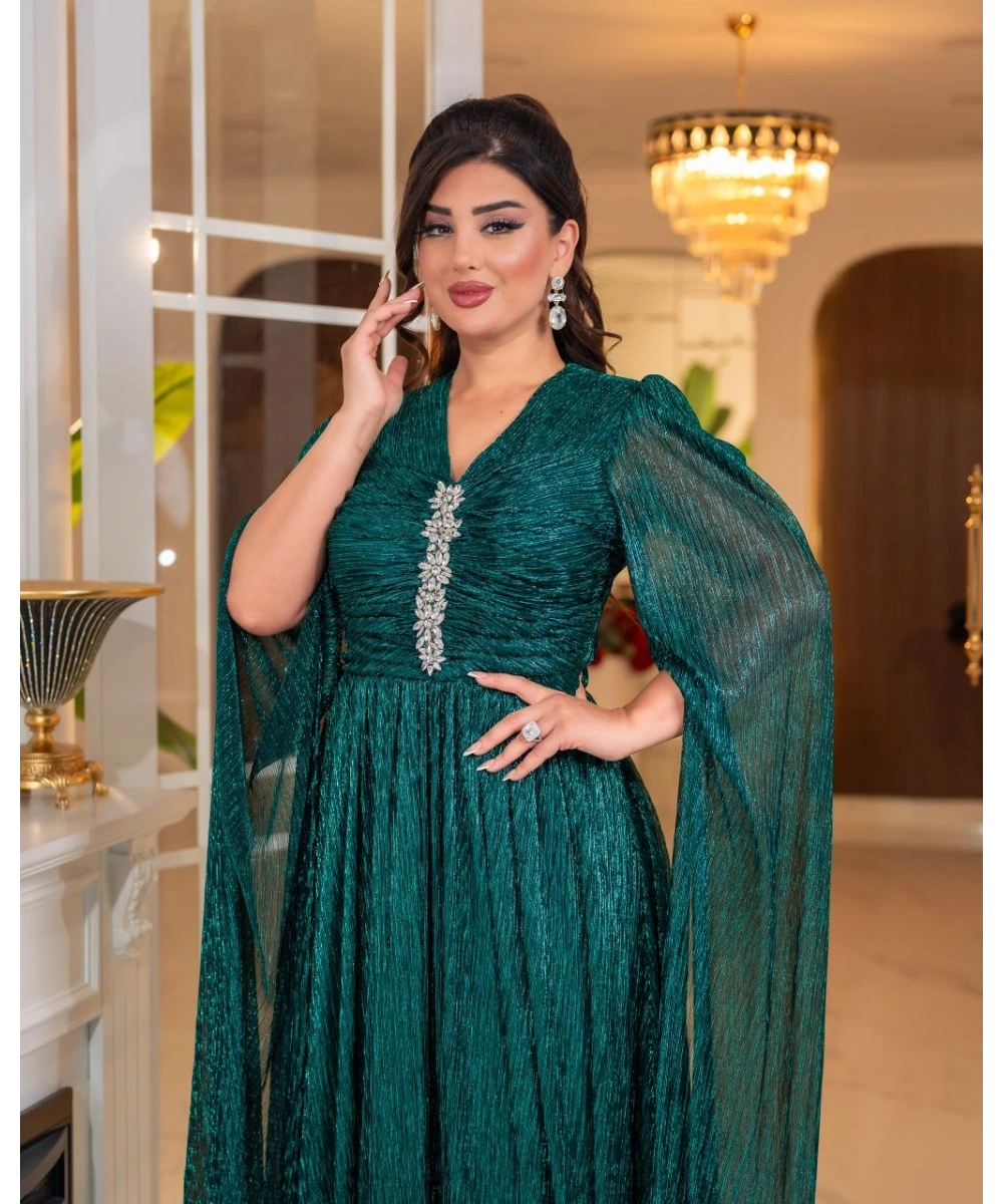 Mumlayt Taş Aksesuar Detaylı Abiye Elbise