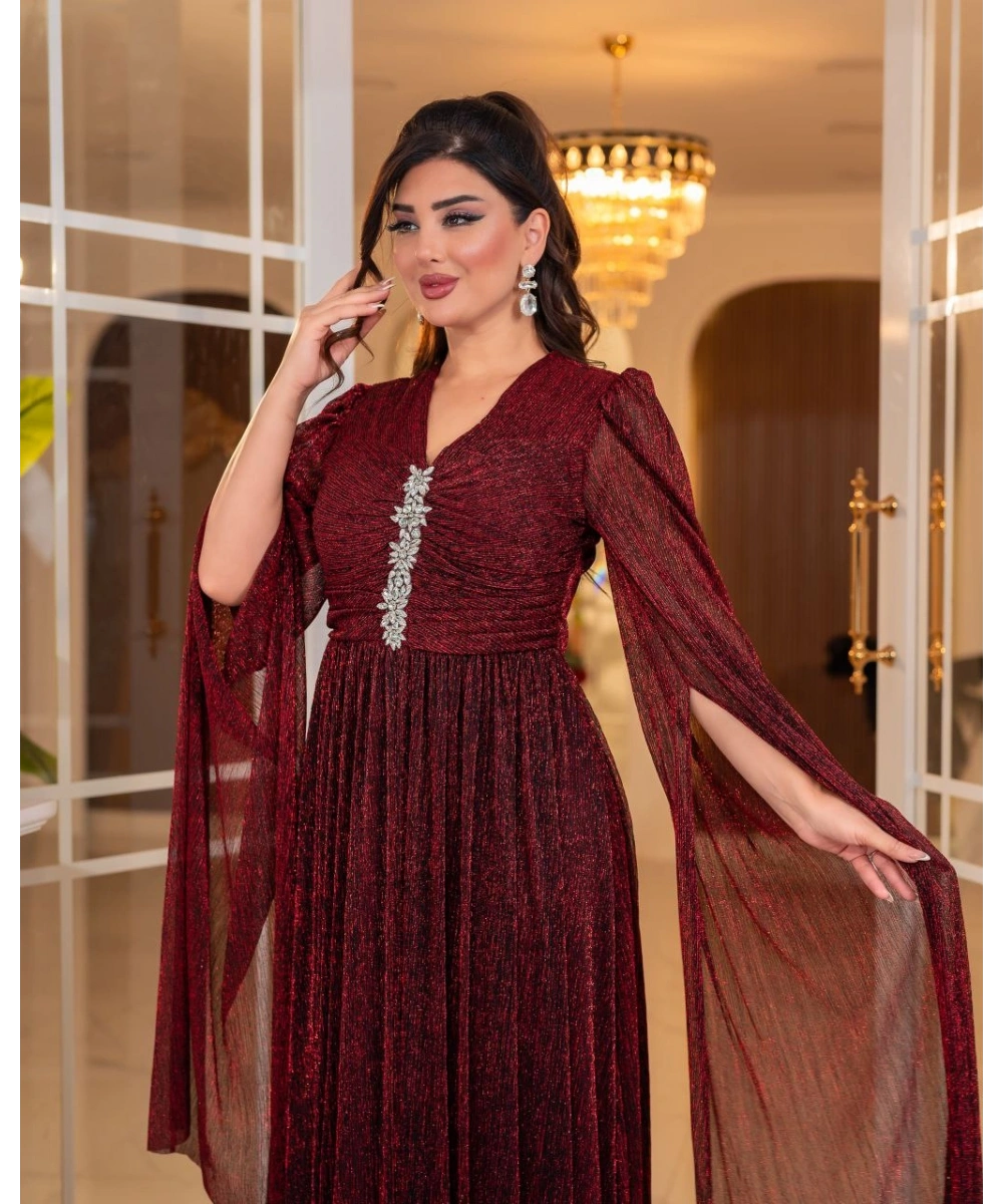 Mumlayt Taş Aksesuar Detaylı Abiye Elbise