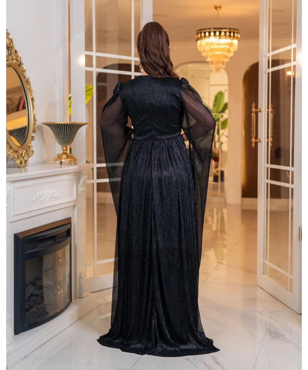 Mumlayt Taş Aksesuar Detaylı Abiye Elbise