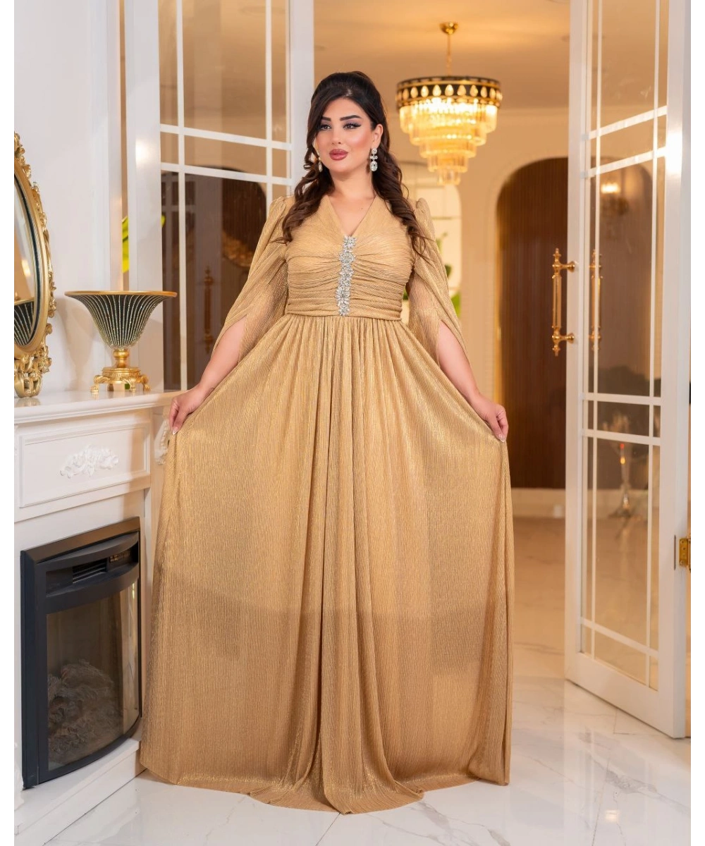 Mumlayt Taş Aksesuar Detaylı Abiye Elbise