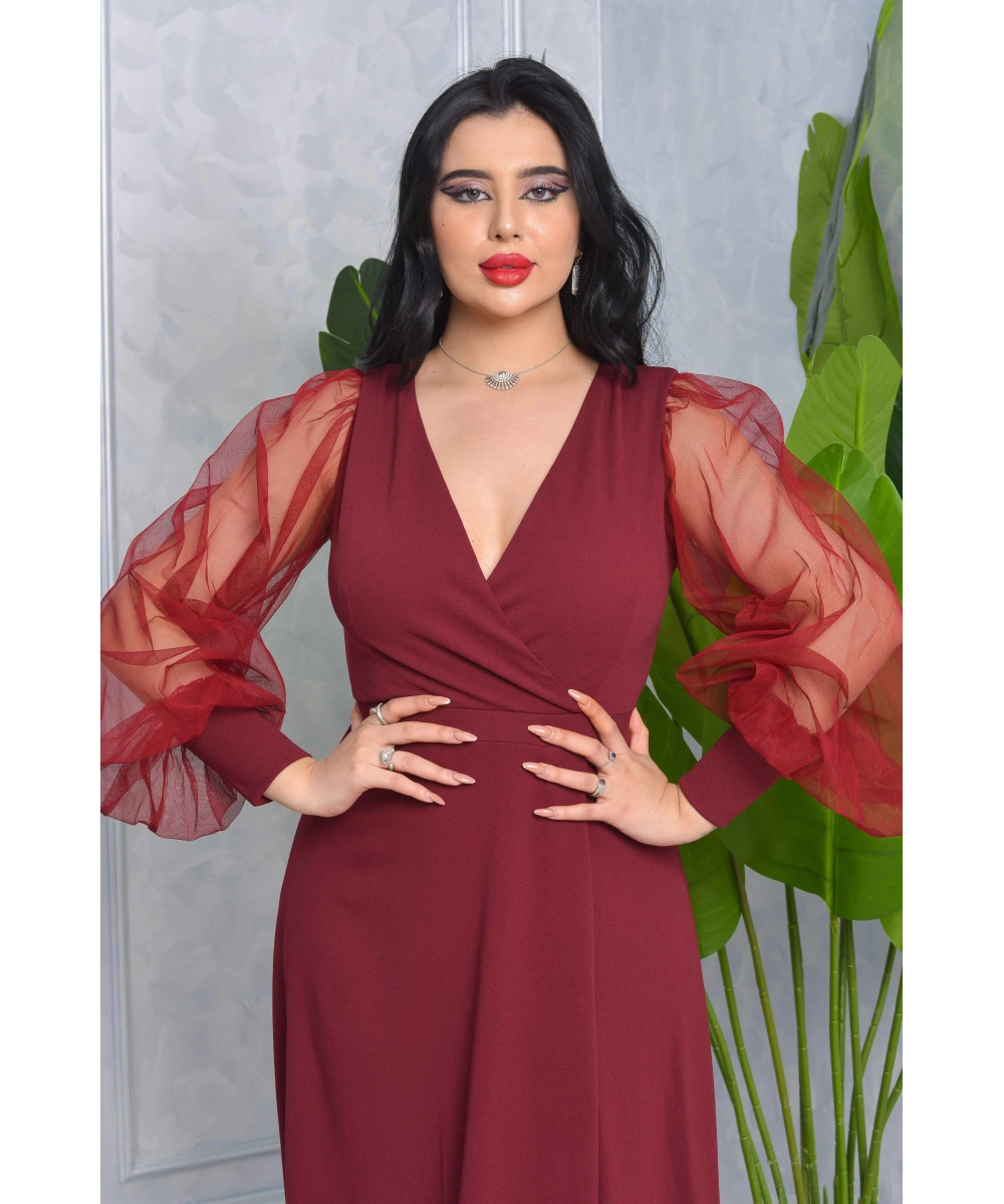 Önü Kısa Arkası Uzun Kolları Tül Tasarım Abiyemiz