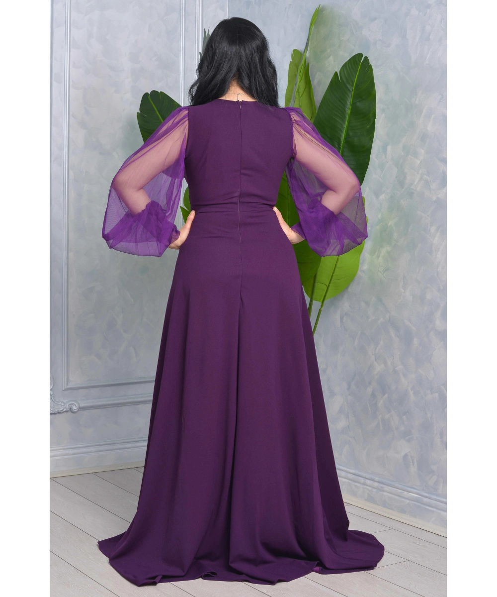 Önü Kısa Arkası Uzun Kolları Tül Tasarım Abiyemiz