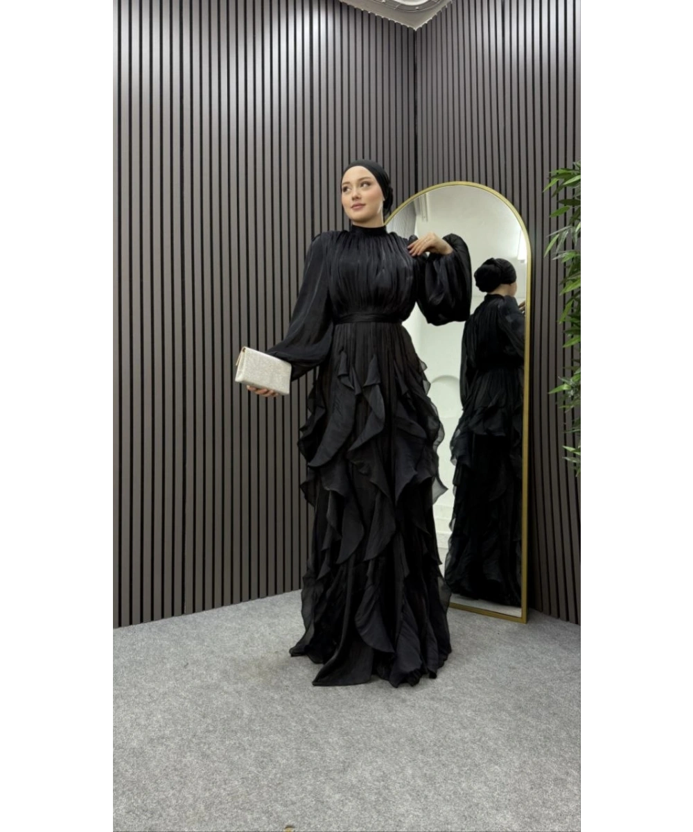 Royale Siyah Volan Abiye