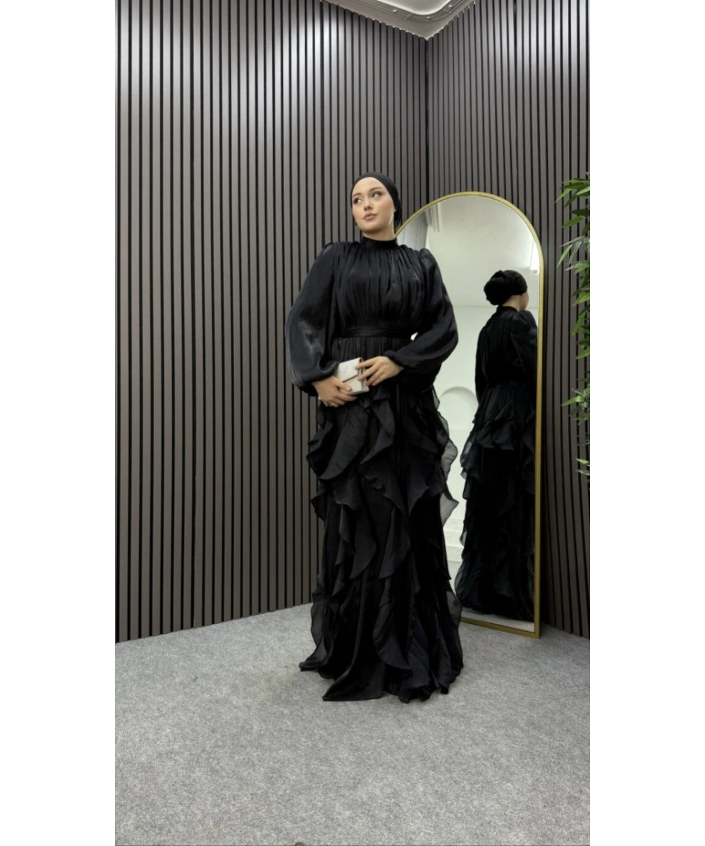 Royale Siyah Volan Abiye