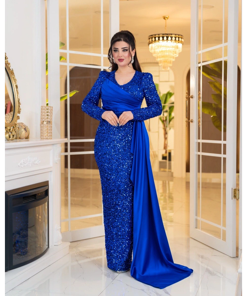 Saten Kuyruklu Payet Abiye