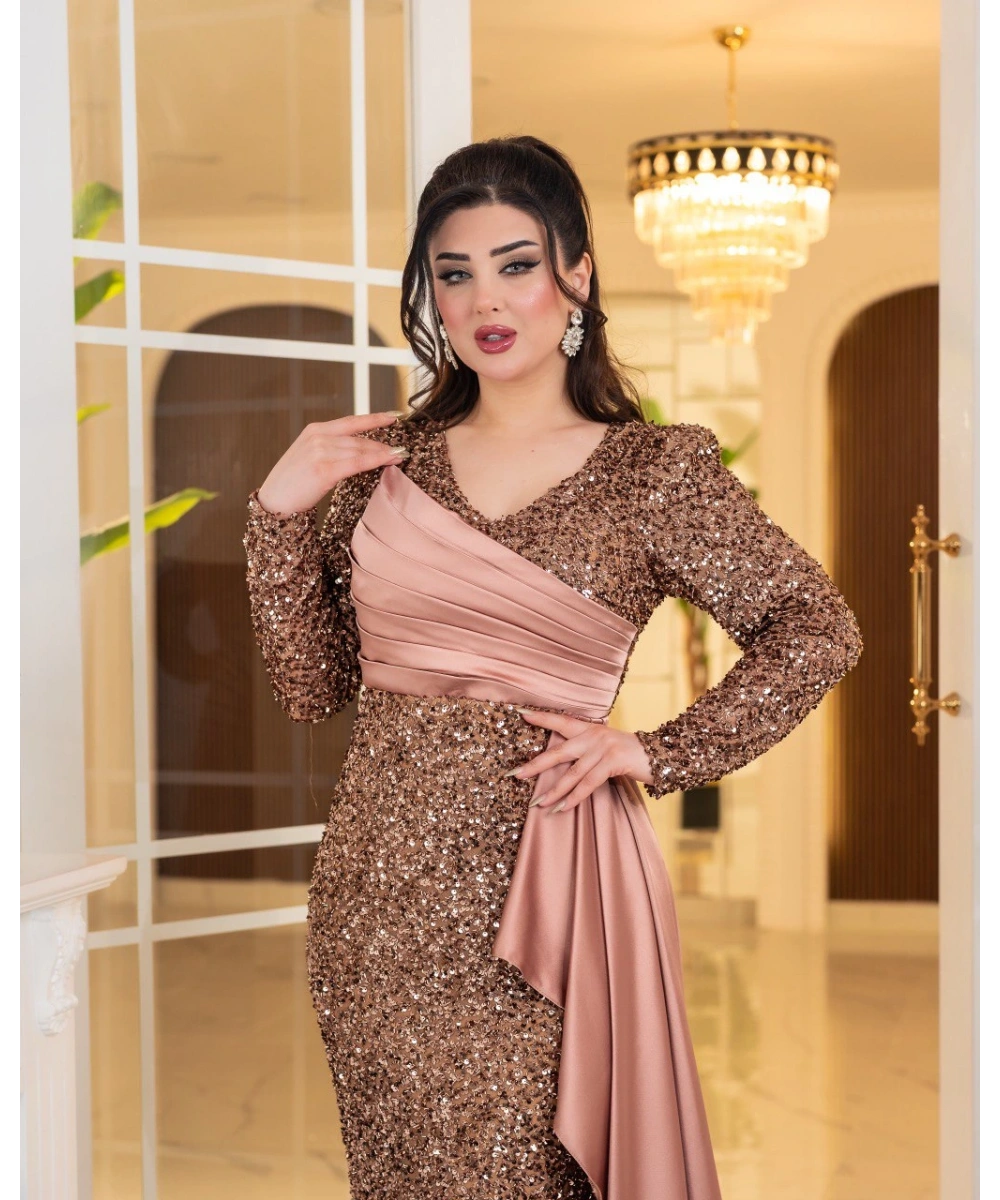 Saten Kuyruklu Payet Abiye