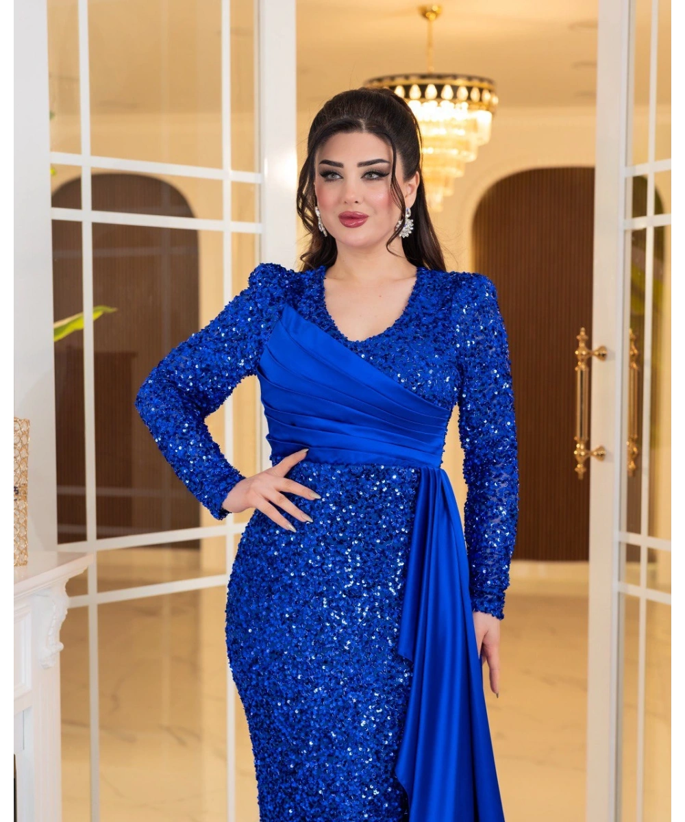 Saten Kuyruklu Payet Abiye