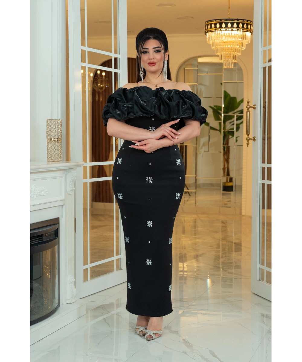 Scuba Monoray Tasarım Straplez Dekolteli Yırtmaçlı Elbise Abiye