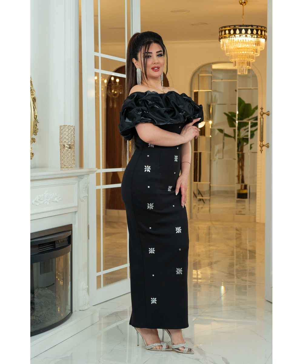 Scuba Monoray Tasarım Straplez Dekolteli Yırtmaçlı Elbise Abiye