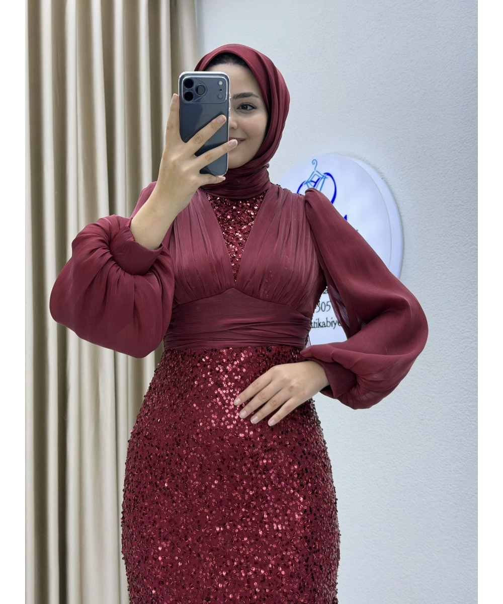 Sofia Garnili Boru Payet Tesettür Abiye