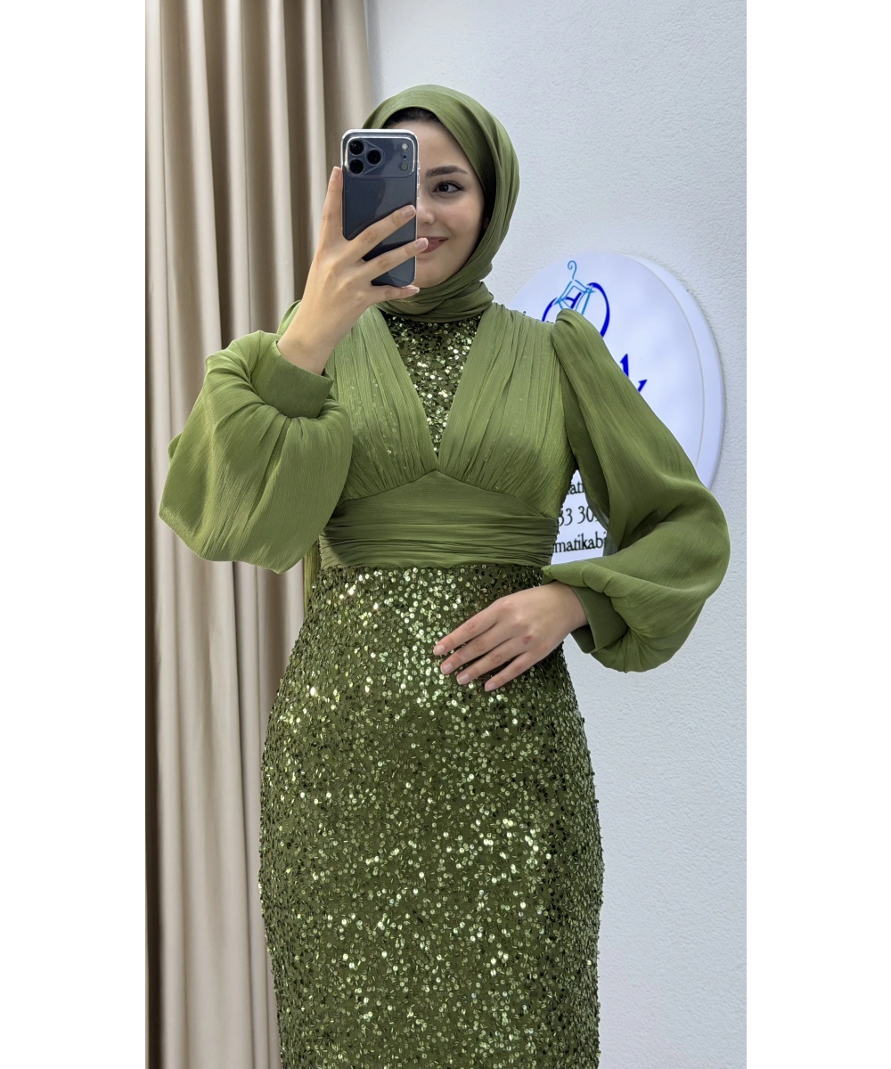 Sofia Garnili Boru Payet Tesettür Abiye