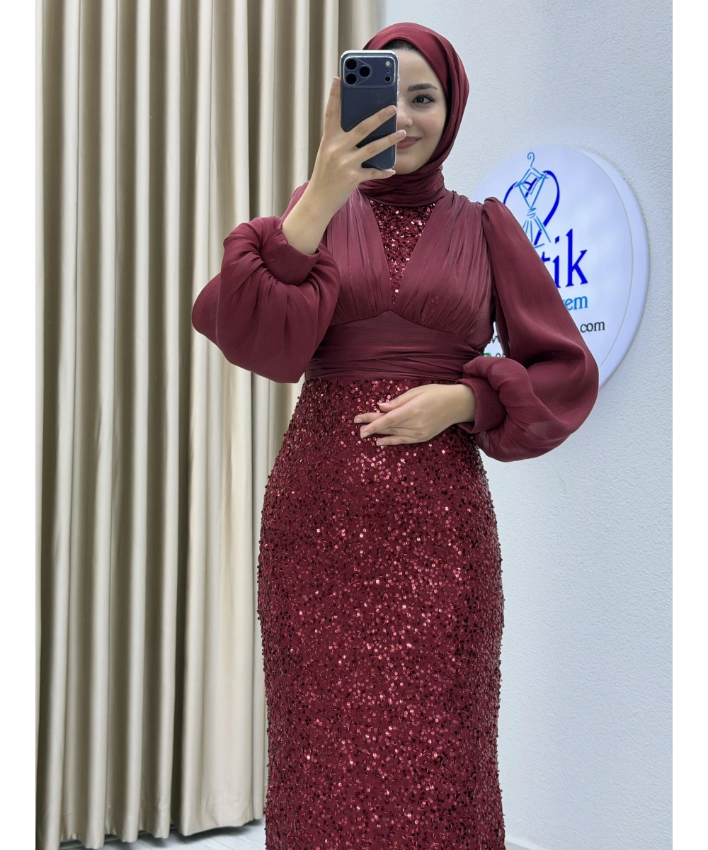 Sofia Garnili Boru Payet Tesettür Abiye