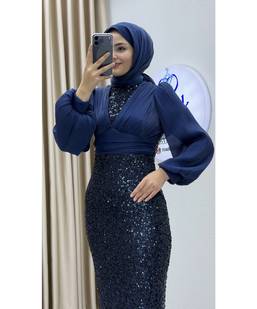 Sofia Garnili Boru Payet Tesettür Abiye