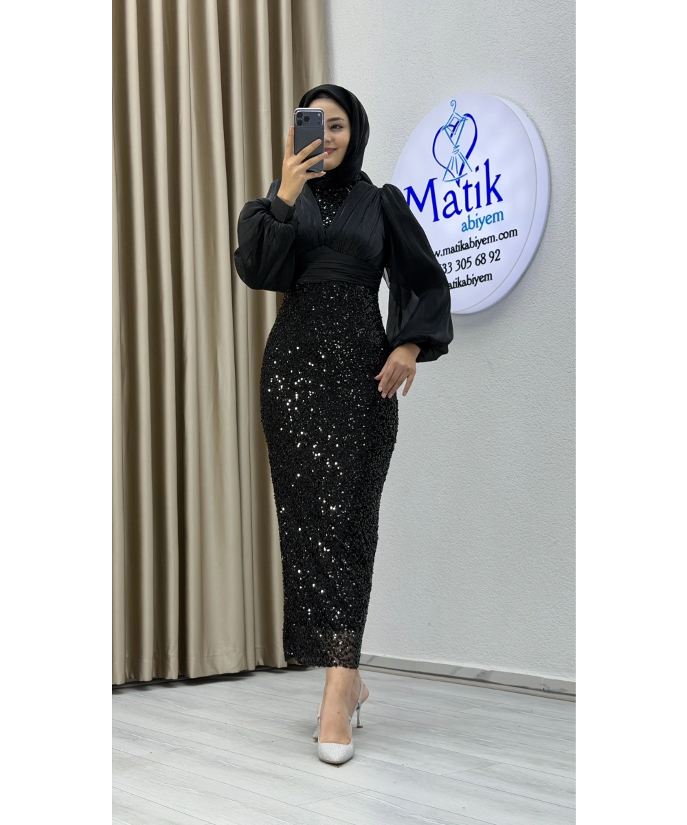 Sofia Garnili Boru Payet Tesettür Abiye