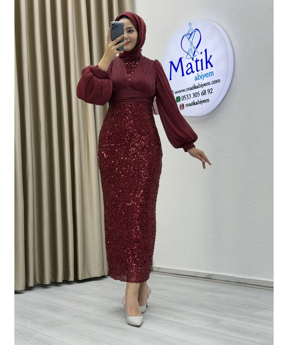 Sofia Garnili Boru Payet Tesettür Abiye