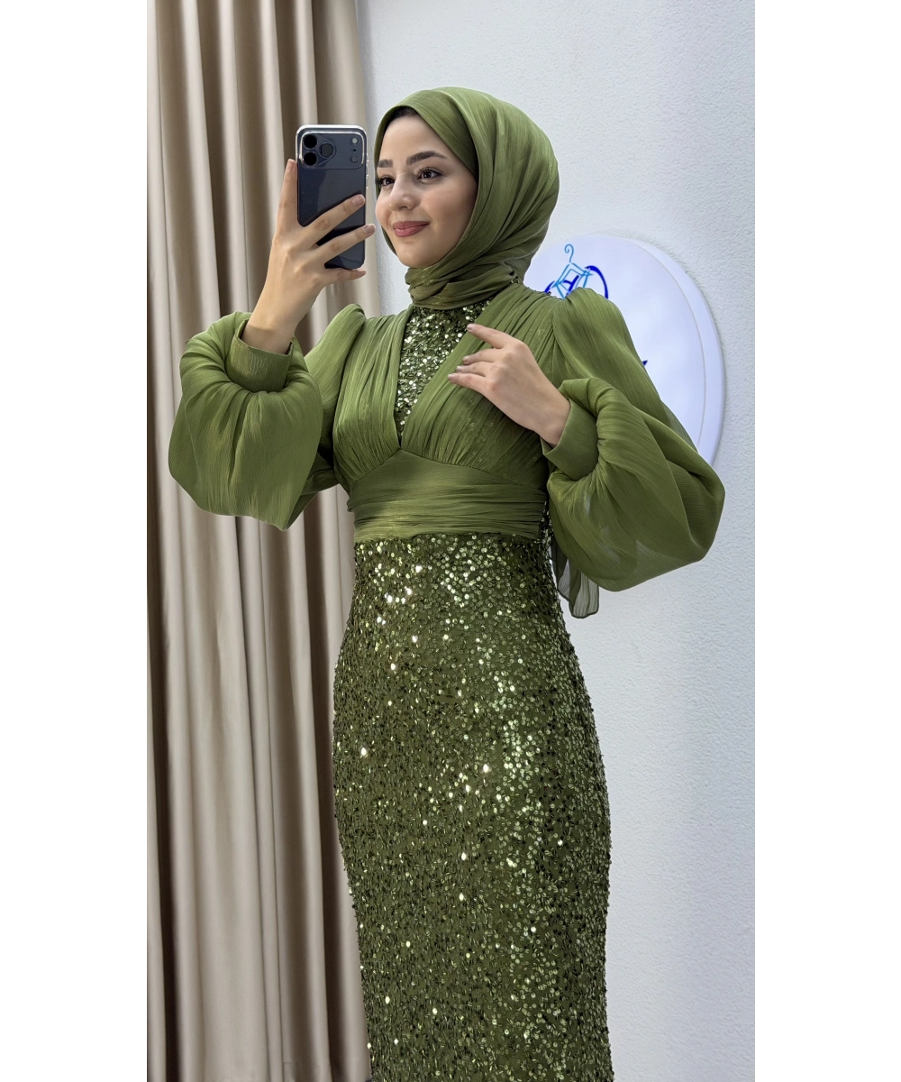 Sofia Garnili Boru Payet Tesettür Abiye