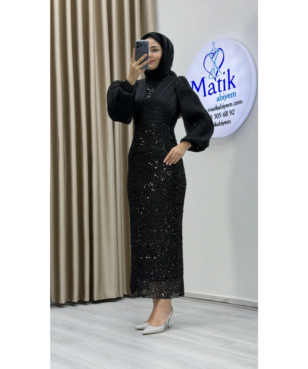 Sofia Garnili Boru Payet Tesettür Abiye