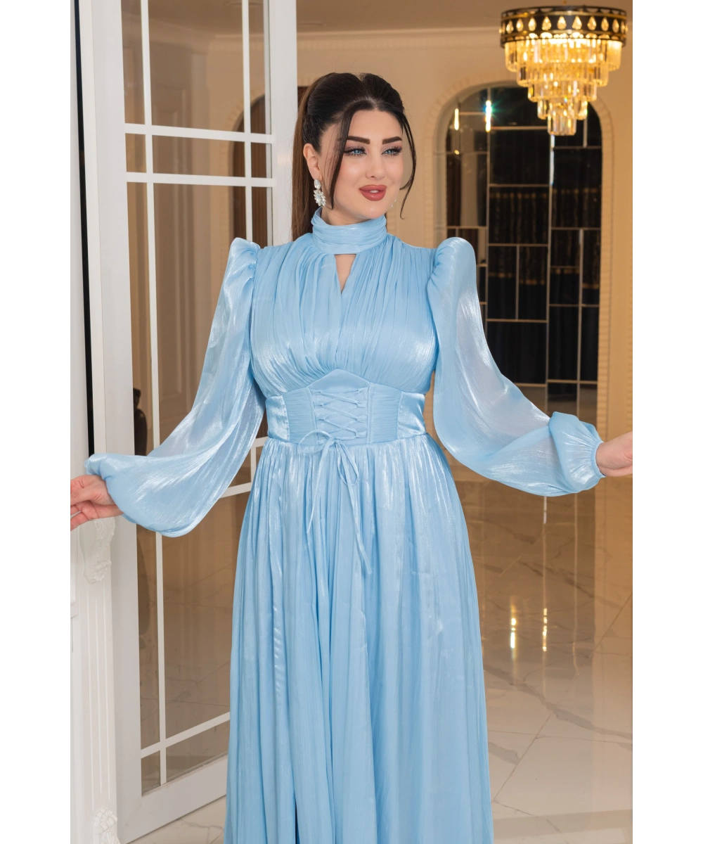 Sofya Tasarım Göğüs Dekolteli Yırtmaçlı Uzun Elbise Abiye
