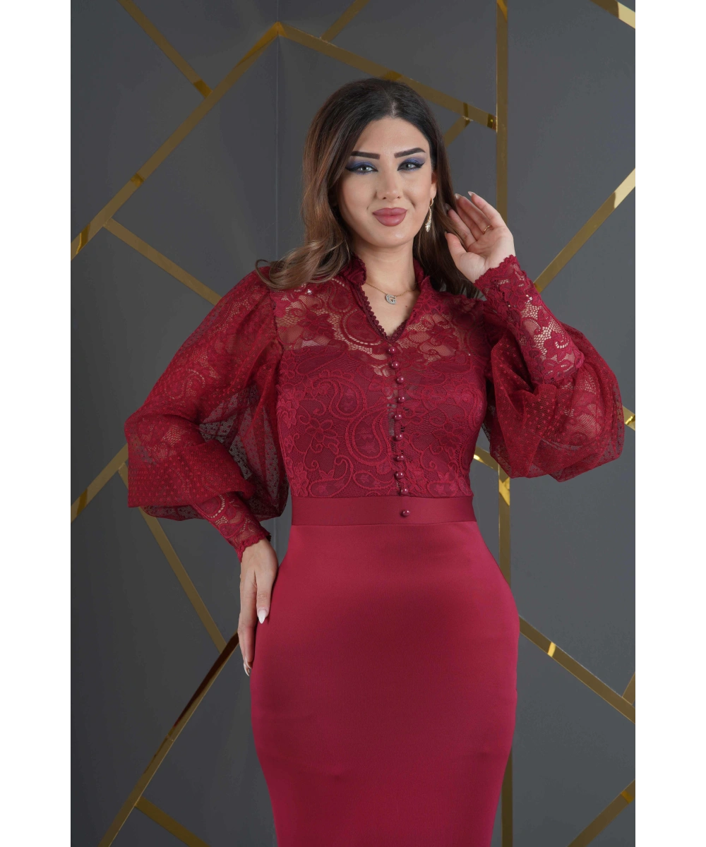 Üstü Likralı Dantel Altı Scuba Özel Tasarım Elbise