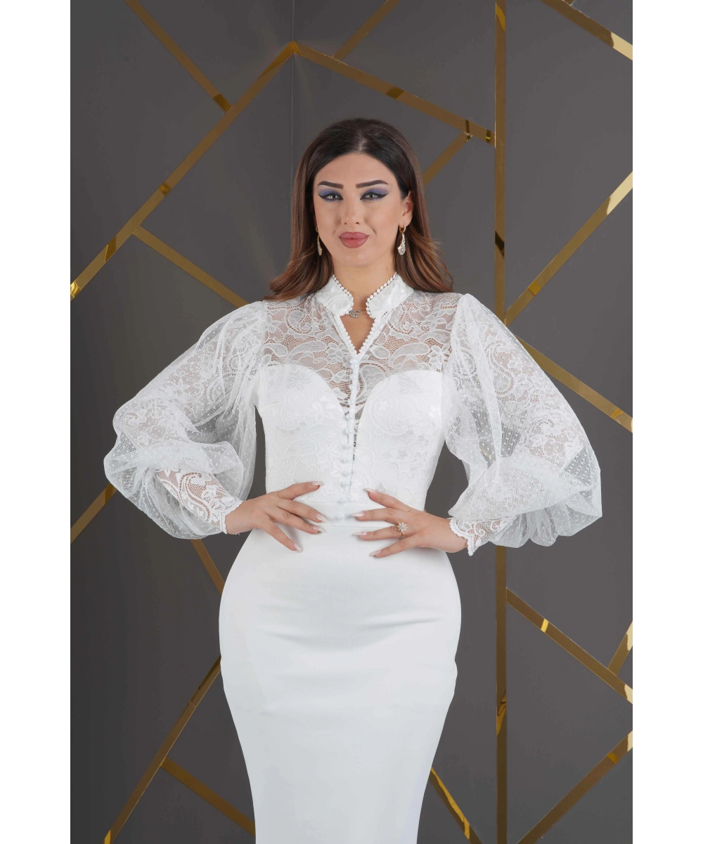 Üstü Likralı Dantel Altı Scuba Özel Tasarım Elbise