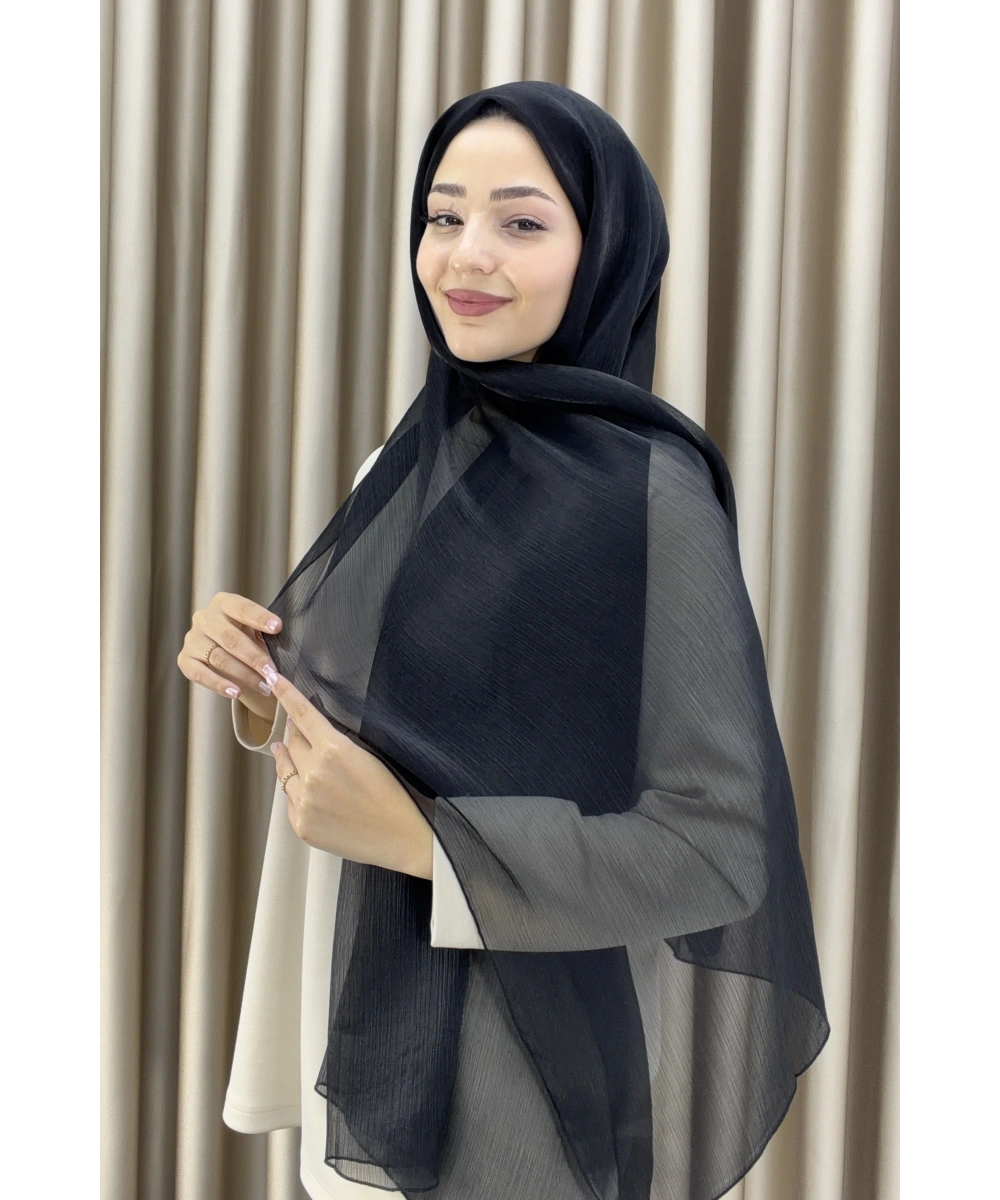 Sofia Saten Zarif Dökümlü Şal - Hafif ve Konforlu Şal