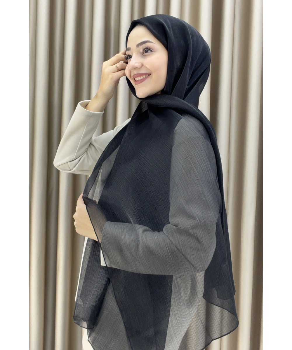 Sofia Saten Zarif Dökümlü Şal - Hafif ve Konforlu Şal