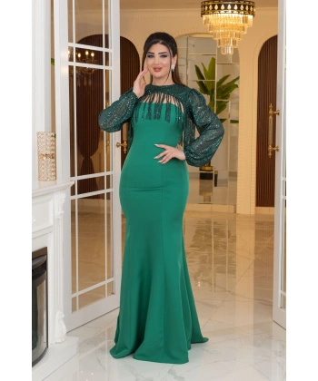 Altı İthal Atlas Pelerin ZaraPayet Tasarım Uzun Elbise Abiye