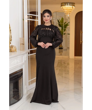 Altı İthal Atlas Pelerin ZaraPayet Tasarım Uzun Elbise Abiye