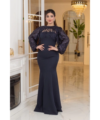 Altı İthal Atlas Pelerin ZaraPayet Tasarım Uzun Elbise Abiye