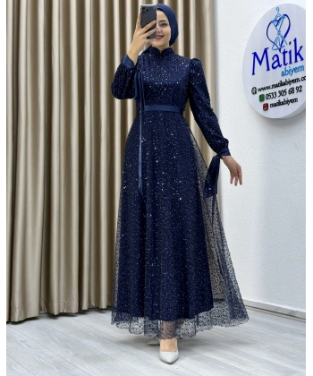 Analı Kızlı Boncuk Payet Elbise