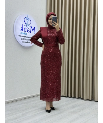 Boru Payet Omuz Detaylı Tesettür Abiye